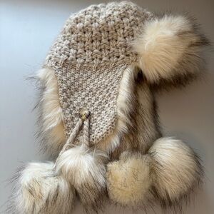 Starling Bajka Cozy Knit Hat with Faux Fur Pom Poms | One Size